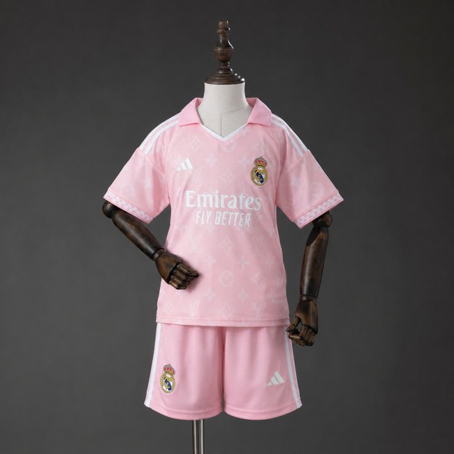 Kids Real Madrid Pink Jersey 2026-2027 Football Kit Soccer Shirt