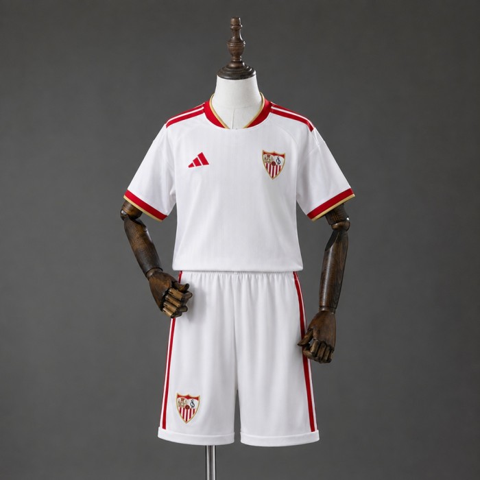 Kids Sevilla Home Jersey 2026-2027 Football Kit Soccer Shirt