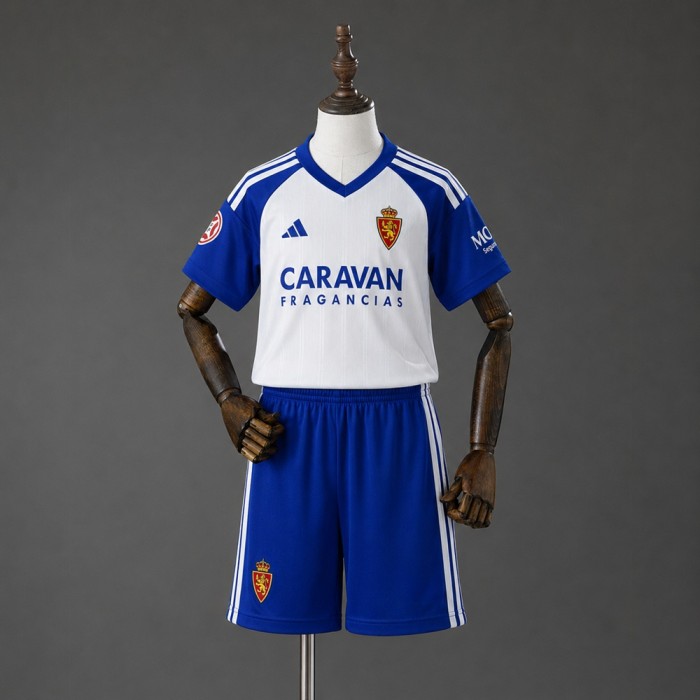 Kids Real Zaragoza Home Jersey 2026-2027 Football Kit Soccer Shirt