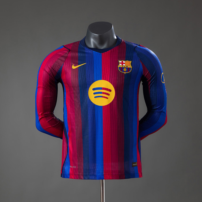 Player Version Barcelona Home Jersey 2026-2027 Long Sleeves Football Kit Soccer Shirt