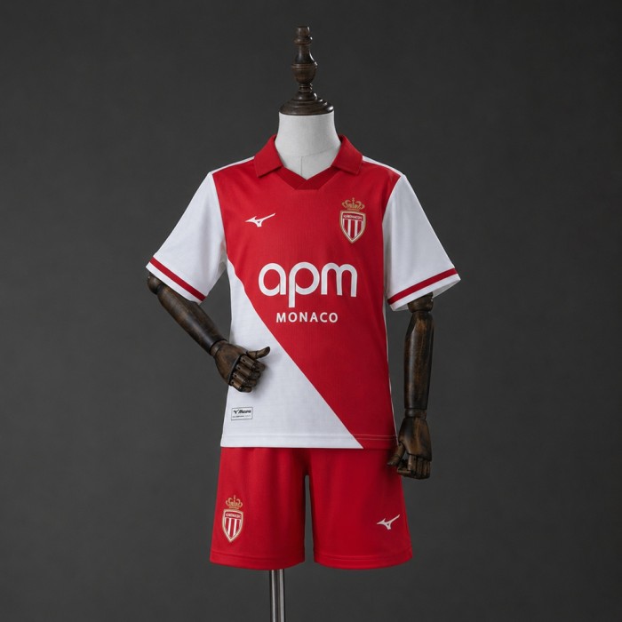 Kids Monaco Home Jersey 2026-2027 Football Kit Soccer Shirt