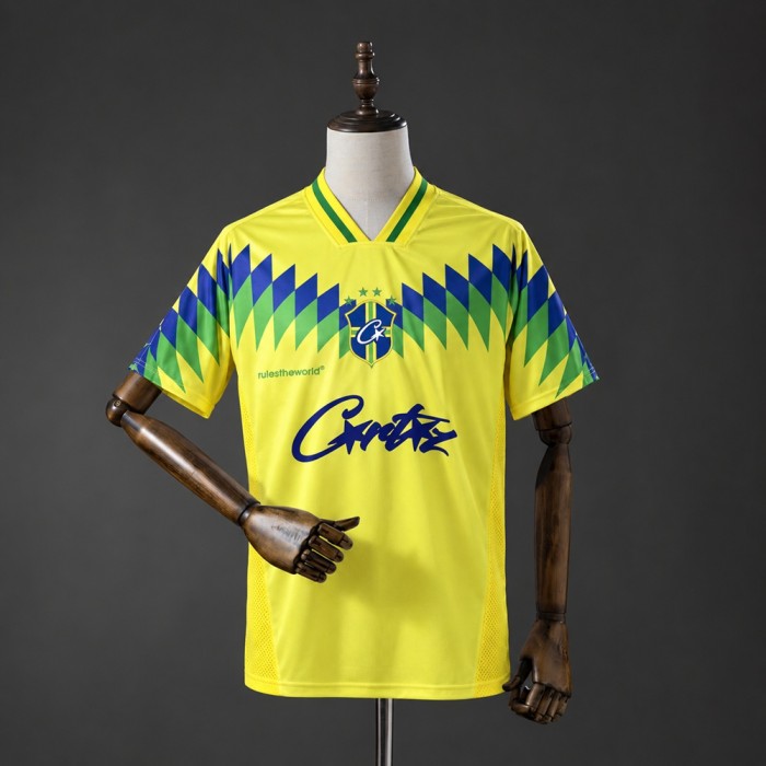 Brazil Corteiz Retro Jersey 1995 Home Football Kit Soccer Shirt
