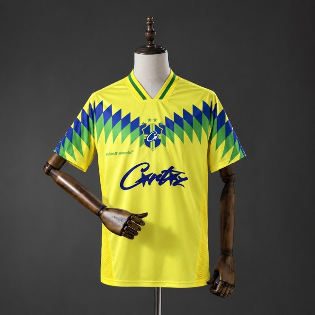 Brazil Corteiz Retro Jersey 1995 Home Football Kit Soccer Shirt