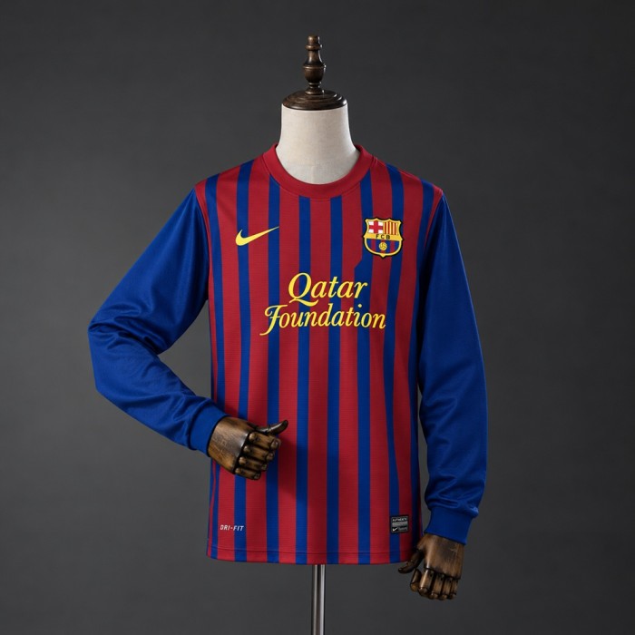 Barcelona Home Jersey 2011-2012 Retro Football Kit Long Sleeves Soccer Shirt
