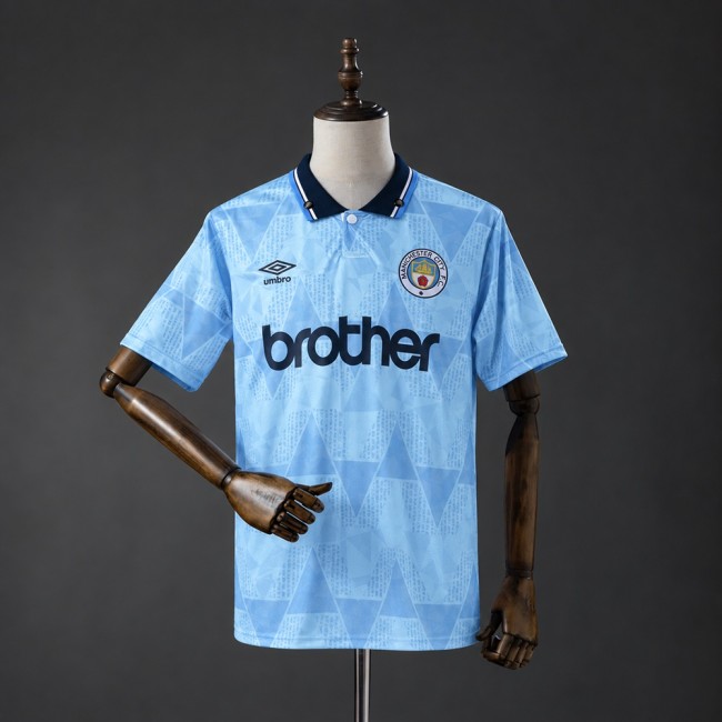 Manchester City Home Jersey 1989-1991 Retro Football Kit Soccer Shirt
