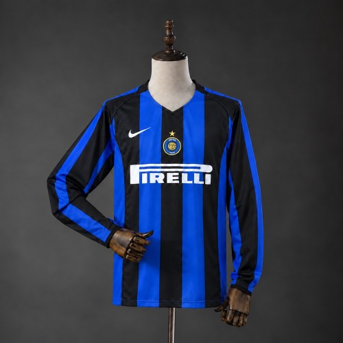 Inter Milan Jersey 2004-2005 Home Long Sleeves Retro Football Kit Soccer Shirt