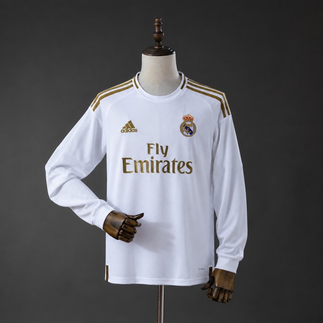 Real Madrid Jersey 2019-2020 Home Long Sleeves Retro Football Kit Soccer Shirt