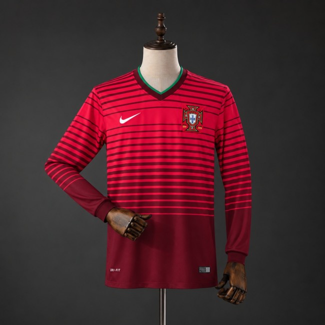 Portugal Jersey 2014 Home Long Sleeves Retro Football Kit Soccer Shirt