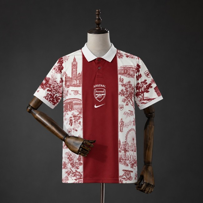 Arsenal Jersey 2026-2027 Red and White Polo Football Kit Soccer Shirt