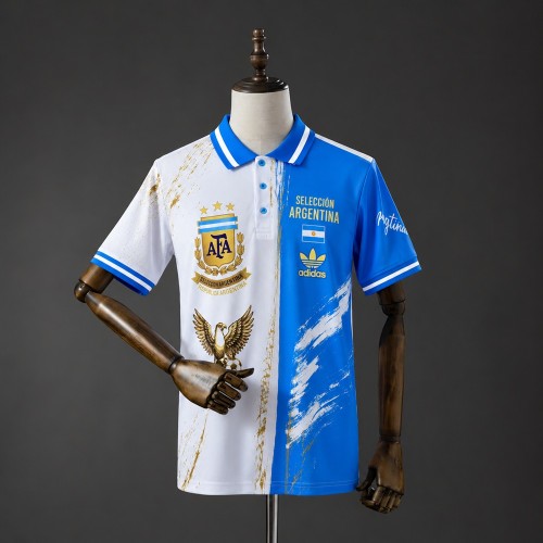 Argentina Jersey 2026 White and Blue Polo Football Kit Soccer Shirt