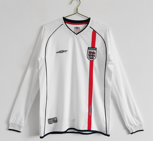 2002 England Home Retro LongSleeve Jersey