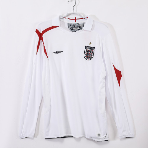 2006 England Home Retro LongSleeve Jersey