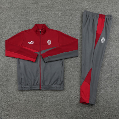 24 Ac Milan 02 Red Grey Jacket Suit