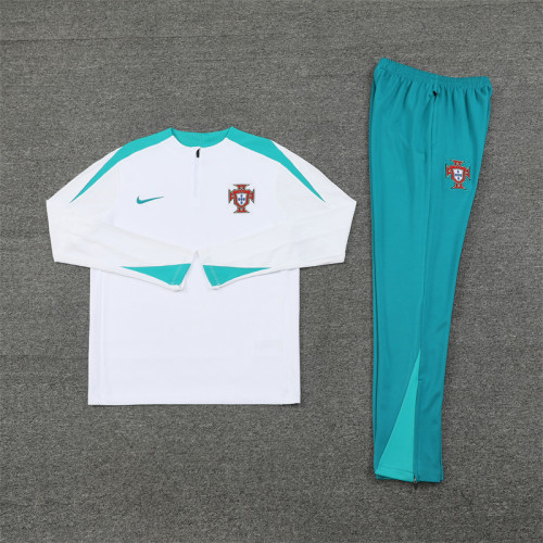 2425 Portugal White 1/4 Zipper Player Training Suit