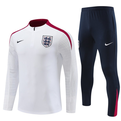 2425 England White 1/4 Zipper Player Training Suit