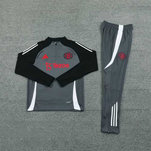 2425 Manchester United Dark Grey 1/4 Zipper Training Suit