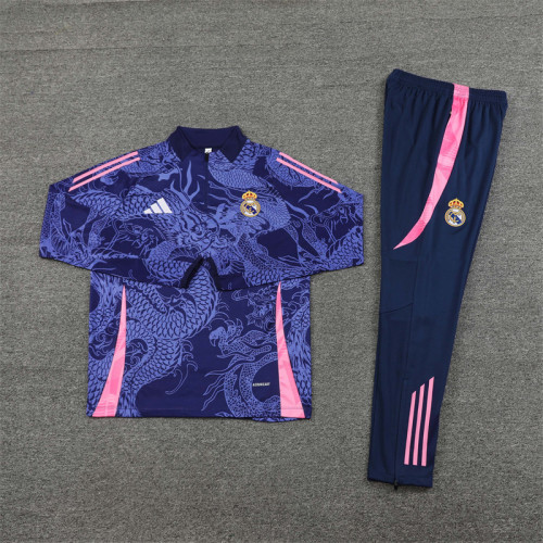 2425 Real Madrid Navy Blue 1/4 Zipper Training Suit