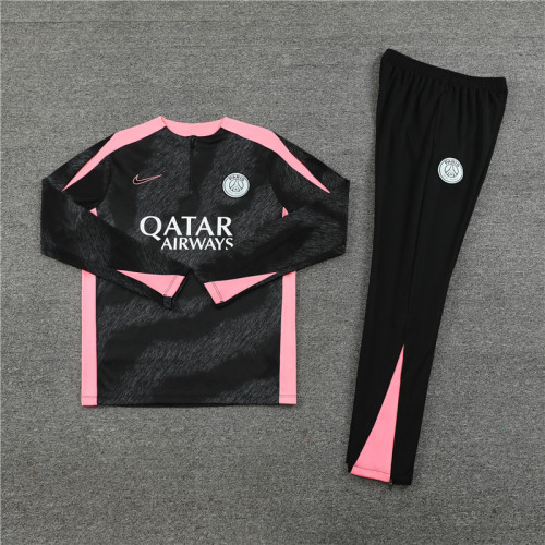 2425 Paris Saint-Germain Black 1/4 Zipper Training Suit