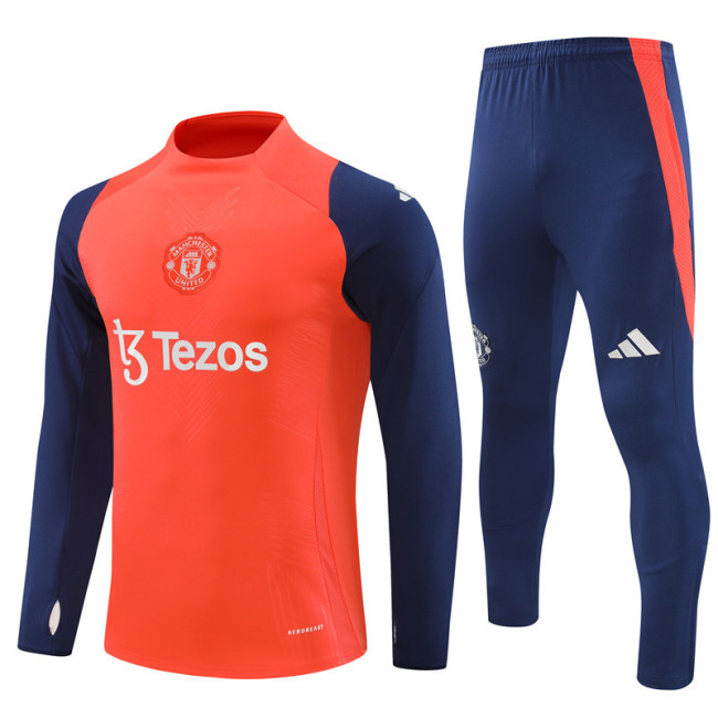 2425 Manchester United Orange Red 1/4 Zipper Player Training Suit