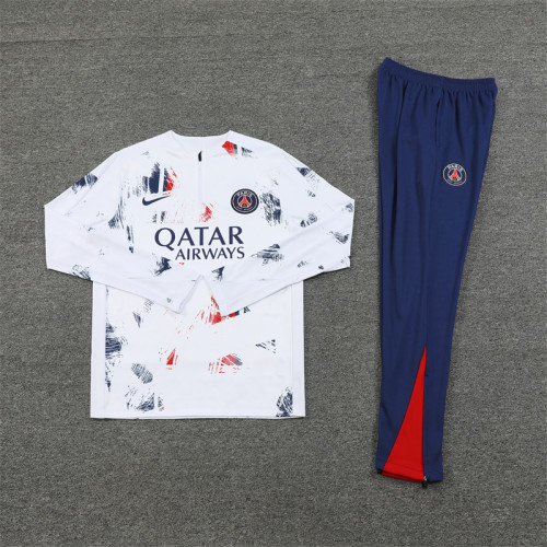 2425 Paris Saint-Germain White 1/4 Zipper Training Suit