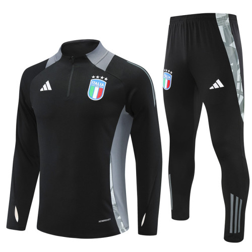 2425 Italy Black 1/4 Zipper Training Suit