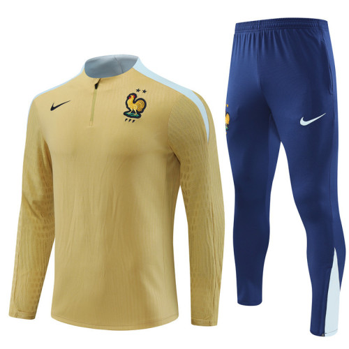 2425 France Golden 1/4 Zipper Player Training Suit