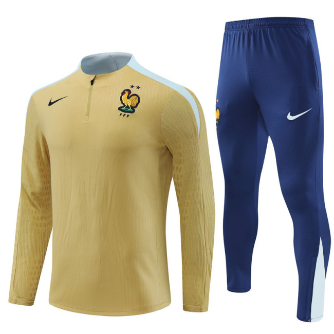 2425 France Golden 1/4 Zipper Player Training Suit
