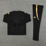 2425 Real Madrid Black Golden 1/4 Zipper Player Training Suit