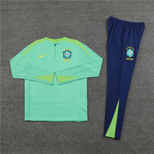 2425 Brazil Green 1/4 Zipper Player Training Suit
