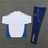 2425 Italy White 1/4 Zipper Training Suit