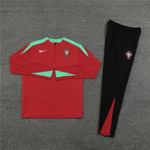 2425 Portugal Red 1/4 Zipper Player Training Suit