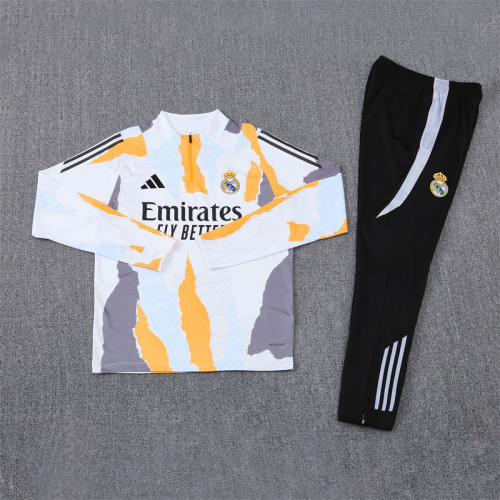 2425 Real Madrid Yellow White 1/4 Zipper Training Suit