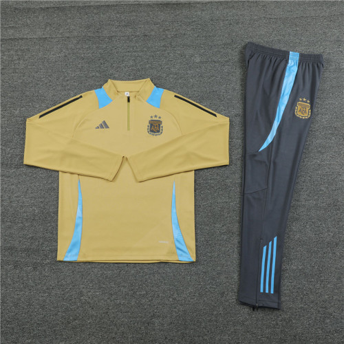 2425 Argentina Golden 1/4 Zipper Training Suit