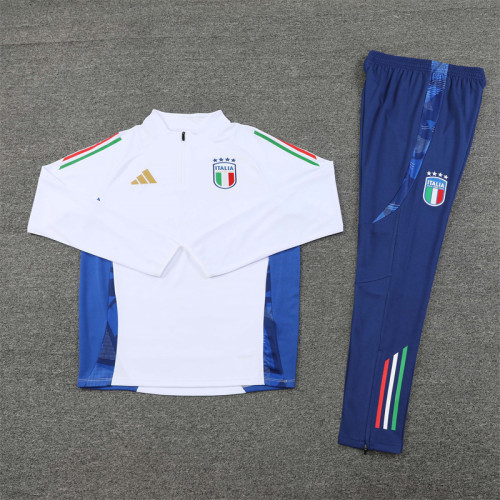 2425 Italy White 1/4 Zipper Training Suit