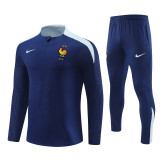 2425 France Navy Blue 1/4 Zipper Player Training Suit