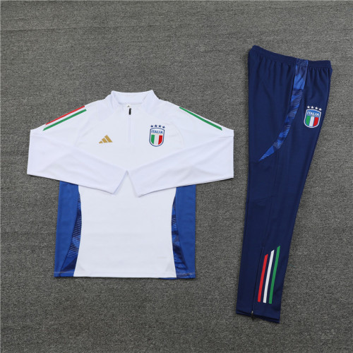 2425 Italy White 1/4 Zipper Training Suit