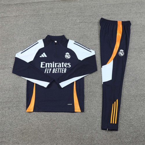 2425 Real Madrid Navy Blue 1/4 Zipper Training Suit