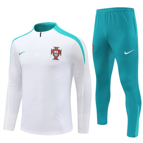 2425 Portugal White 1/4 Zipper Player Training Suit