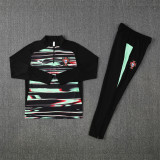 2526 Portugal Green Black 1/4 Zipper Training Suit