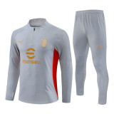 2425 Ac Milan Grey 1/4 Zipper Training Suit