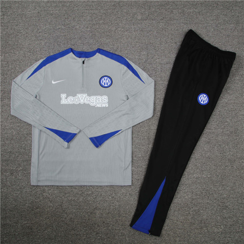 2425 Inter Milan Light Grey 1/4 Zipper Player Training Suit