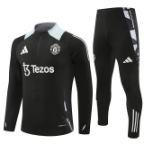 2425 Manchester United Black 1/4 Zipper Training Suit