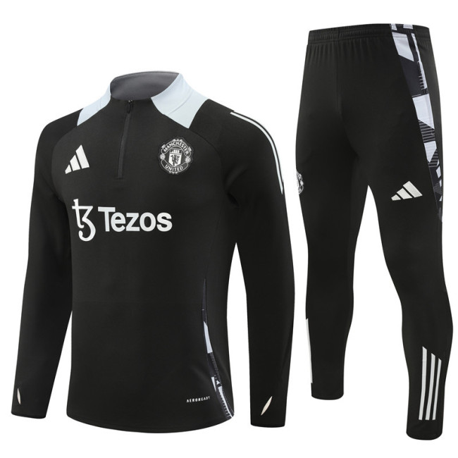 2425 Manchester United Black 1/4 Zipper Training Suit