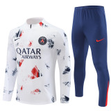 2425 Paris Saint-Germain White 1/4 Zipper Training Suit