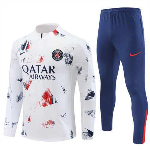 2425 Paris Saint-Germain White 1/4 Zipper Training Suit