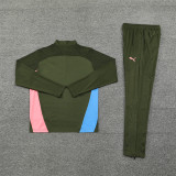 2425 Manchester City Army Green 1/4 Zipper Training Suit