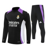 2425 Real Madrid Black Purple 1/4 Zipper Player Training Suit