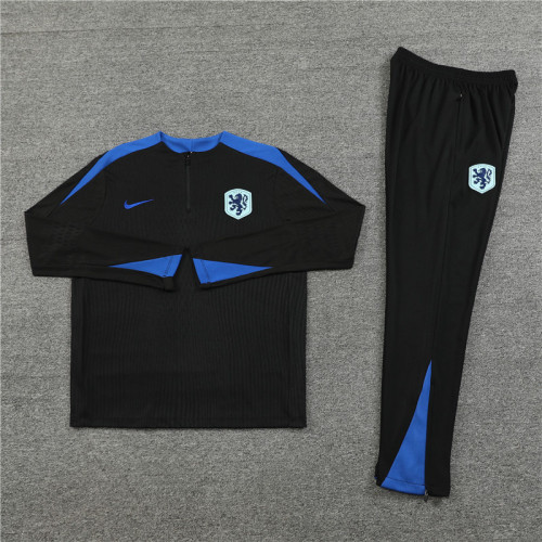 2425 Netherlands Black 1/4 Zipper Player Training Suit