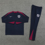 2425 England Navy Blue 1/4 Zipper Player Training Suit