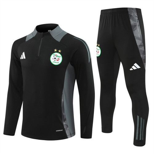 2425 Algérie Black 1/4 Zipper Training Suit